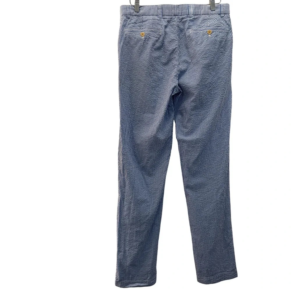 Brooks Brothers Milano Fit Seersucker Pants Mens 32x34 Blue White Striped Cotton
